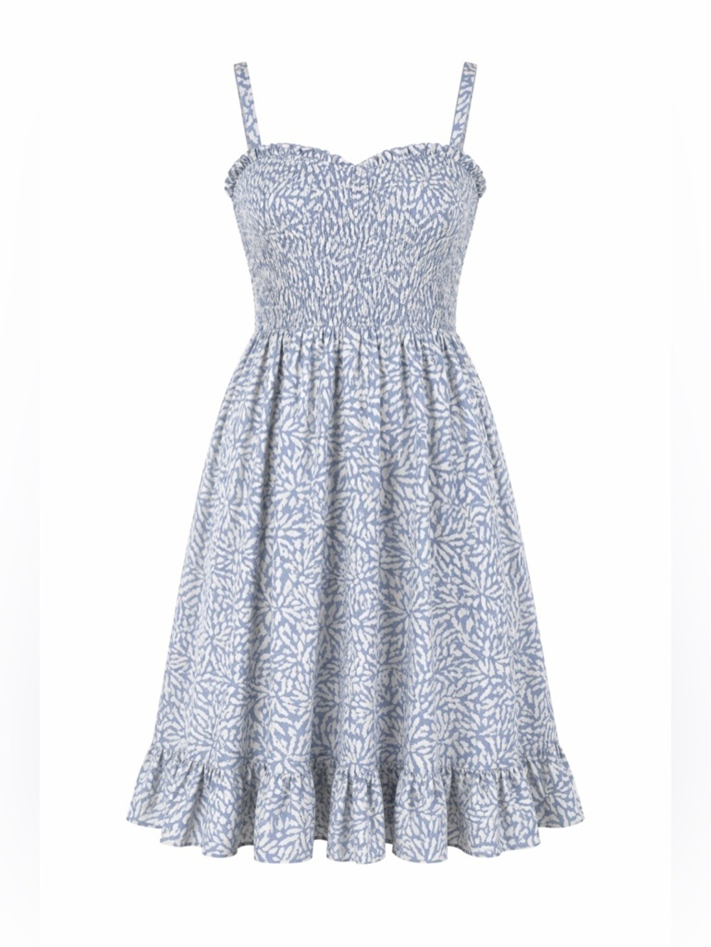 Saints + Secrets Blue Floral Smocked Sleeveless Dress Small NWT